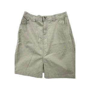 st johns bay khaki skirt with slit size 12 ***small mark on skirt see photo**